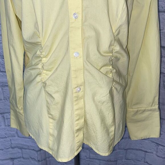 The limited women L cotton blend button down collar blouse yellow - Picture 2 of 11